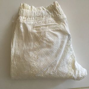 Patrizia Pepe cream eyelet embroidered joggers